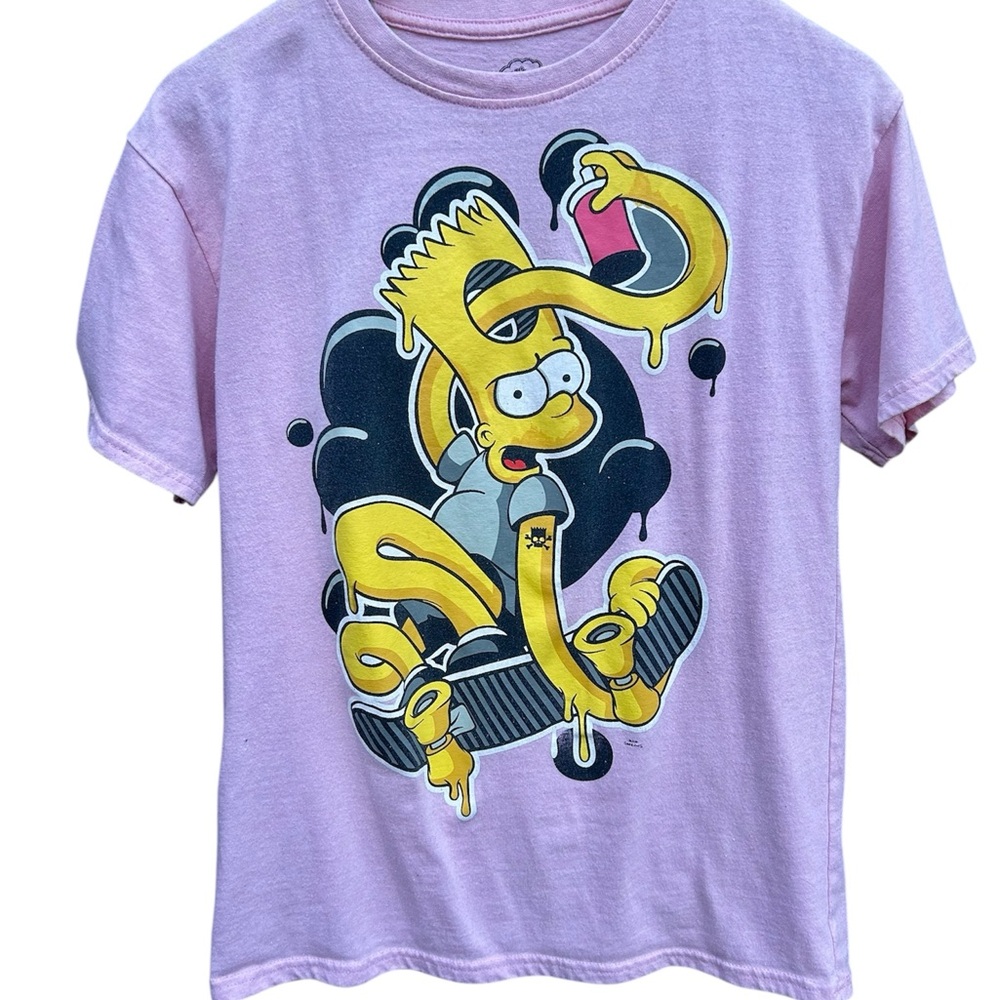 Two Bart Simpson Graphic T-Shirts Sz. Small Punk & Black